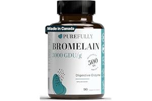 PUREFULLY Bromelain 3000 GDU/g 500mg, 90 capsules for Superior Digestive Support - Natural Pineapple Proteolytic Enzyme Suppl