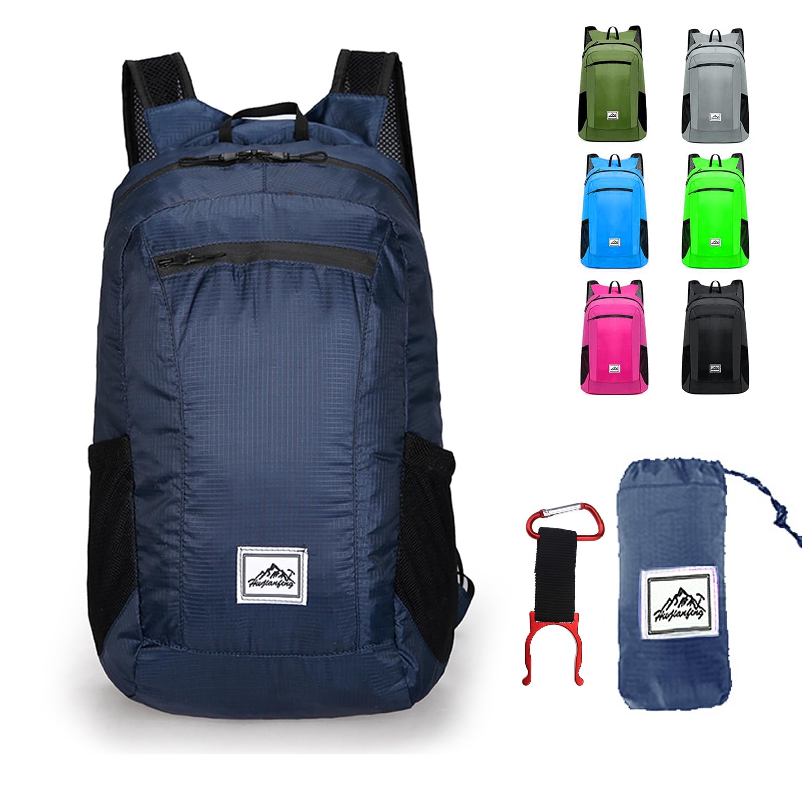 Lywencom Hiking backpack, folding ultra-light 20L waterproof sports storage lightweight backpack for outdoor cycling camping picnics(deep blue)