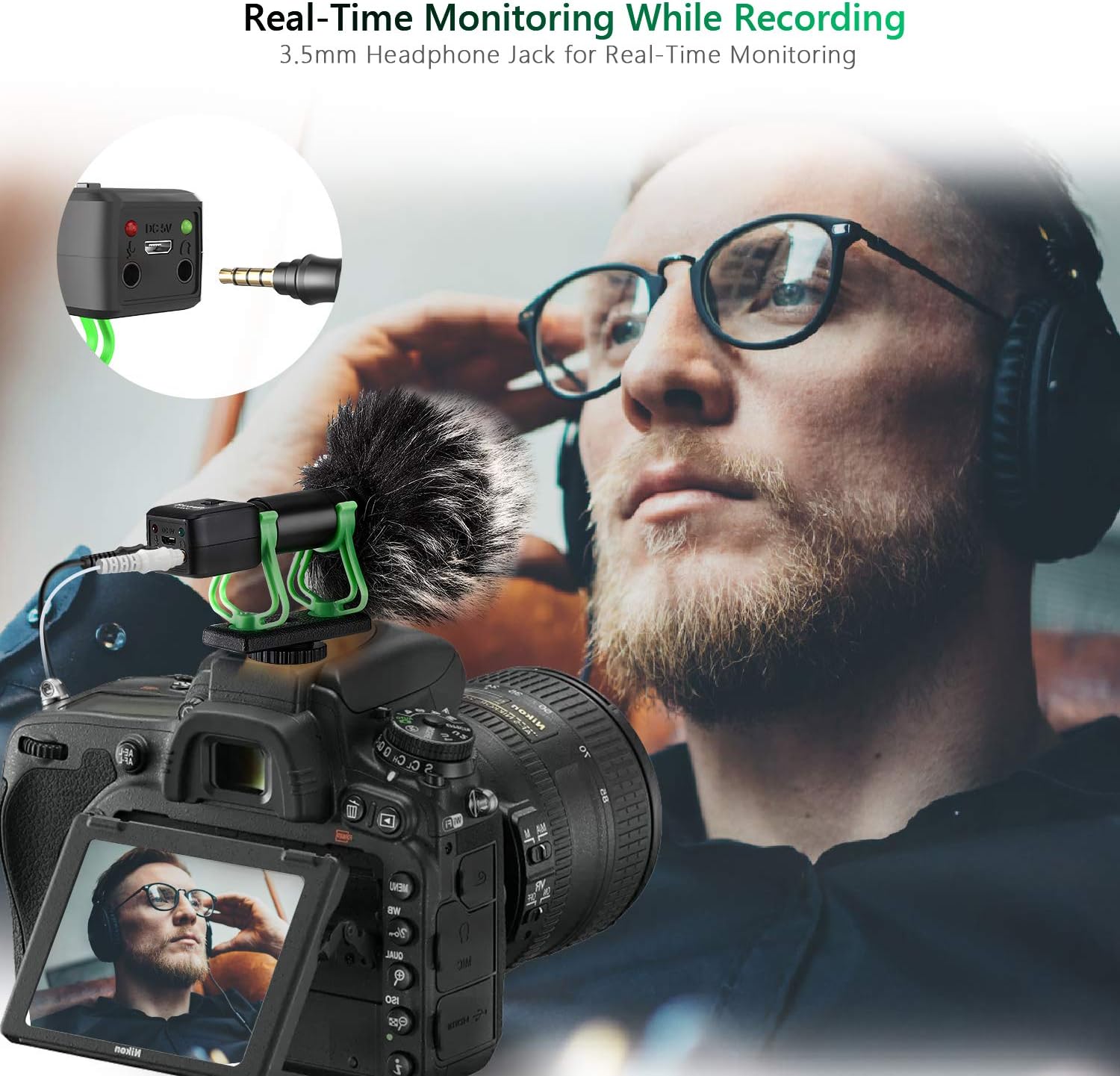 Mini Camera Microphone Headphone Output Rechargeable Metal Camera Mic