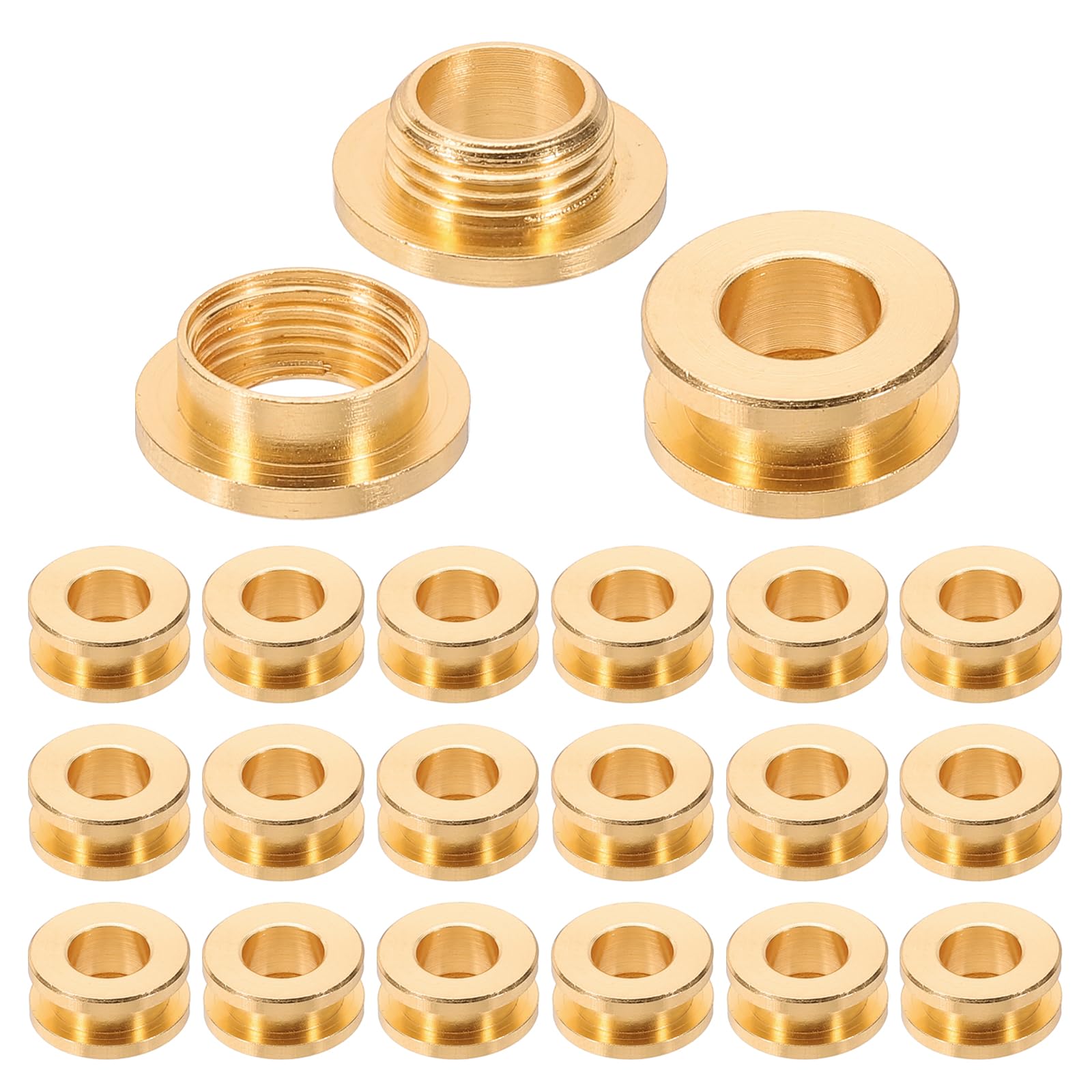 PATIKIL 8mm(1/3 inch) Solid Brass Hole Eyelets, 20 Pcs Flat Self Backing Grommets with Washer for Shoes Clothes Crafts Bag Leather Craft, Light Gold