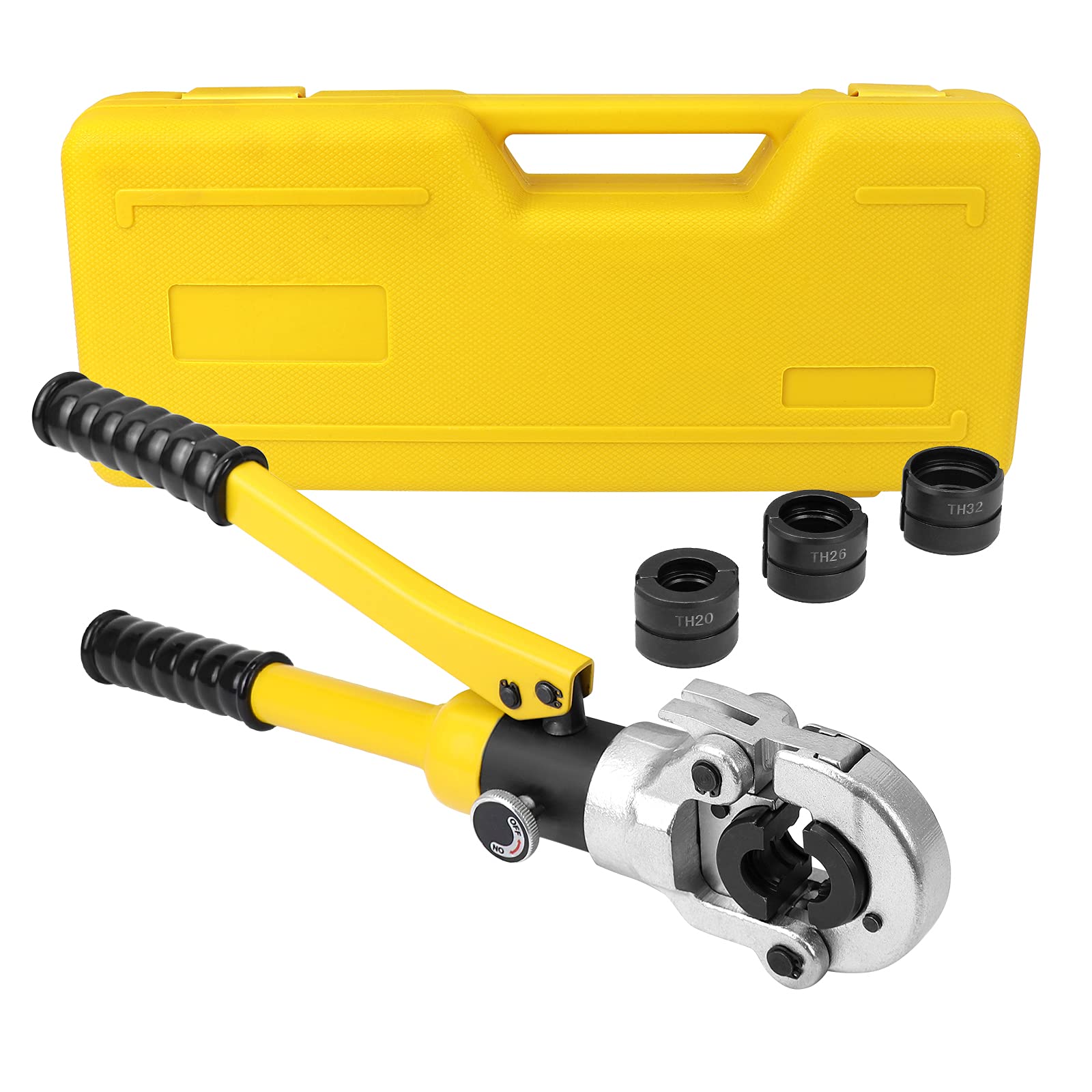 Snowtaros Hydraulic Crimping Pliers, Pipe Crimping Tool with TH Contour Press Pliers, TH16, TH20, TH25, TH32 mm, Crimping Pliers with 360° Rotating Head and Ergonomic Rubber Handle