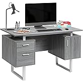 Techni Mobili Modern Office Desk with Storage, Gray