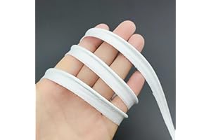 YOOGCORETT 16 Yards White Polyester Satin Bias Piping Type, Maxi Piping Trim, Bias Type with Cord, Welting Cord, for Sewing Lip Cord Trim, Clothing Accessories,Upholstery Piping Trim12mm (1/2 Inch)