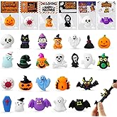 Halloween Mochi Squishy Toys 24 Pack with Gift Cards, Mini Squishy Toys, Halloween Toys Bulk Party Favors for Kids, Trick or Treat, Stress Relief Toys, Birthday Gift, Classroom Prizes