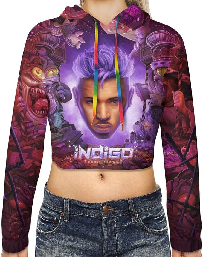 Jfhsy Maquyw Chris Brown Indigo Women's 3D Print Pullover Crop Top