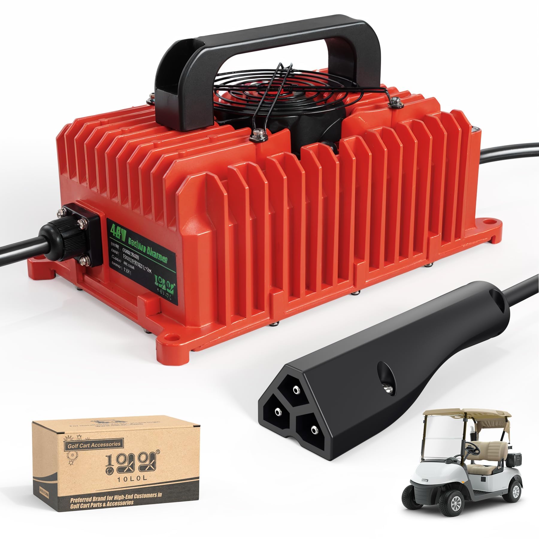 Photo 1 of 10L0L Smart Golf Cart Battery Charger for EZGO TXT & RXV, 15 AMP 48 Volt Golf Cart Charger with 3-pin Triangular Plug Fits Lead-Acid and Lithium Battery