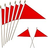 WEITBF 12Pcs 8×12 Inch Solid Red Pennant Flags Small Blank Sublimation DIY Triangle Flags on Stick Mini Handheld Solid Color Graffiti Flag ﻿