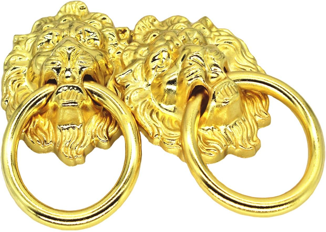 YankMooM 6 Pack Lion Head Drawer Handle,Antique Handles Gold with Srews Antique Style Furniture Handle for Dresser Drawer Cabinet Jewelry Box - Image 5