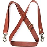 Genuine Brown Leather Purse Straps Replacement Crossbody - 60-inch Long Thin Adjustable Shoulder Straps for Handbags, Purses, Tote, Leather Bags with Gold Metal Swivel Hooks