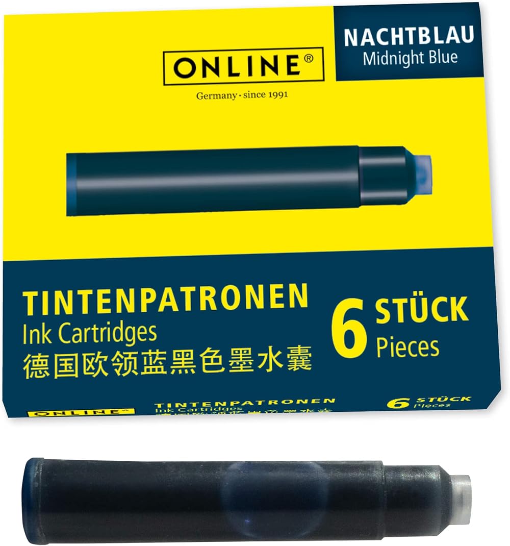 Online Standard Ink Cartridges Midnight Blue 6x Universal Fountain Pen Ink
