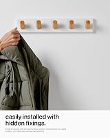LARHN White Coat Hooks Wall Mounted Rack 5 XL Hooks 42cm All Fixings view 6