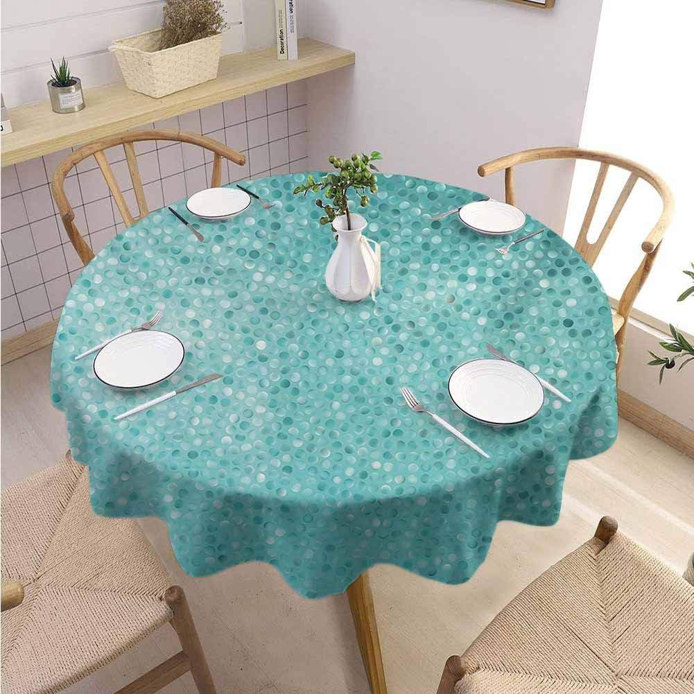 DILITECK Turquoise Indoor and Outdoor Polyester Round Tablecloth Small Dot Mosaic Tiles Shape Simple Classical Creative Artful Design Daily use Diameter 36" Teal Turquoise Seafoam