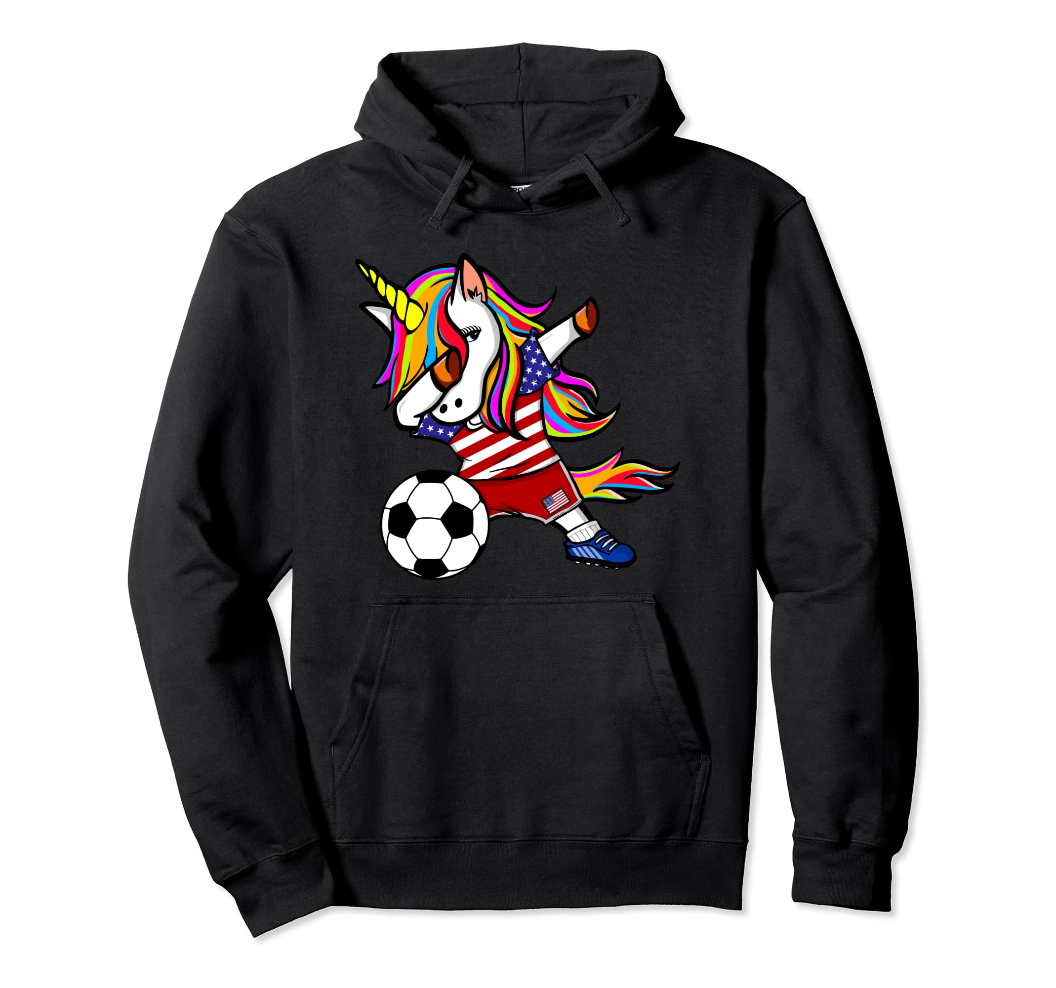 Dabbing Unicorn United States Football American Flag Soccer Pullover Hoodie