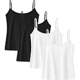 Camisole Tops for Women, Cotton Stretch, Scoop Neck, Slim Fit Summer Top | 96% Cotton, 4% Spandex, Soft Fabric, Scoop Neck, Sleeveless, Slim Fit, Pull On, Solid, Casual Summer Camisole Top