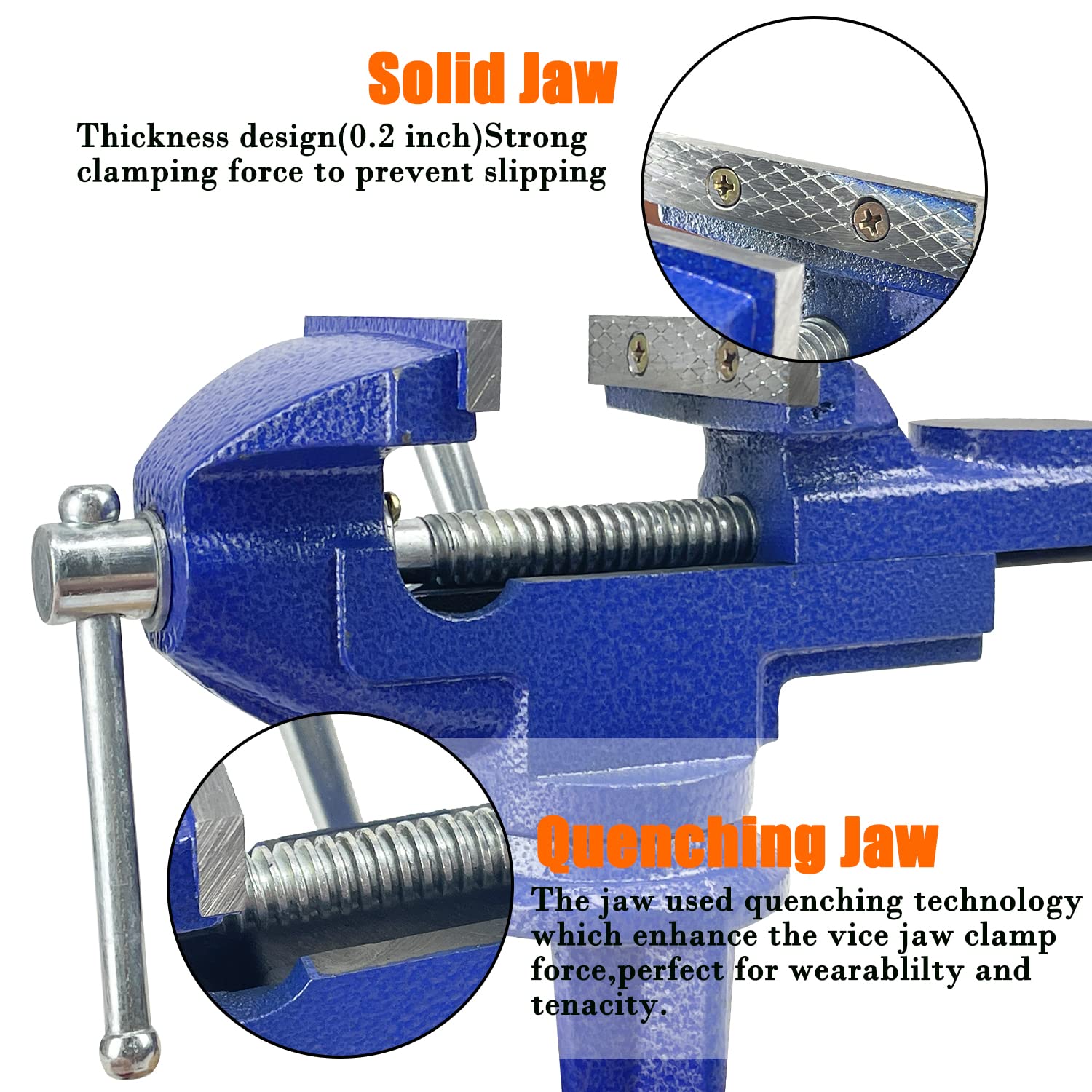 Dual-Purpose Bench Vse 3.3", 360° Swvel Clamp-on Table Vse Wth