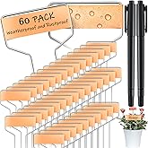 Moxweyeni 60 Pcs Metal Garden Tags Plant Labels for Garden Waterproof Plant Markers with 2 Permanent Pen Planting Nursery Tags Reusable Labels Stake for Plants (Copper,4 Inch)