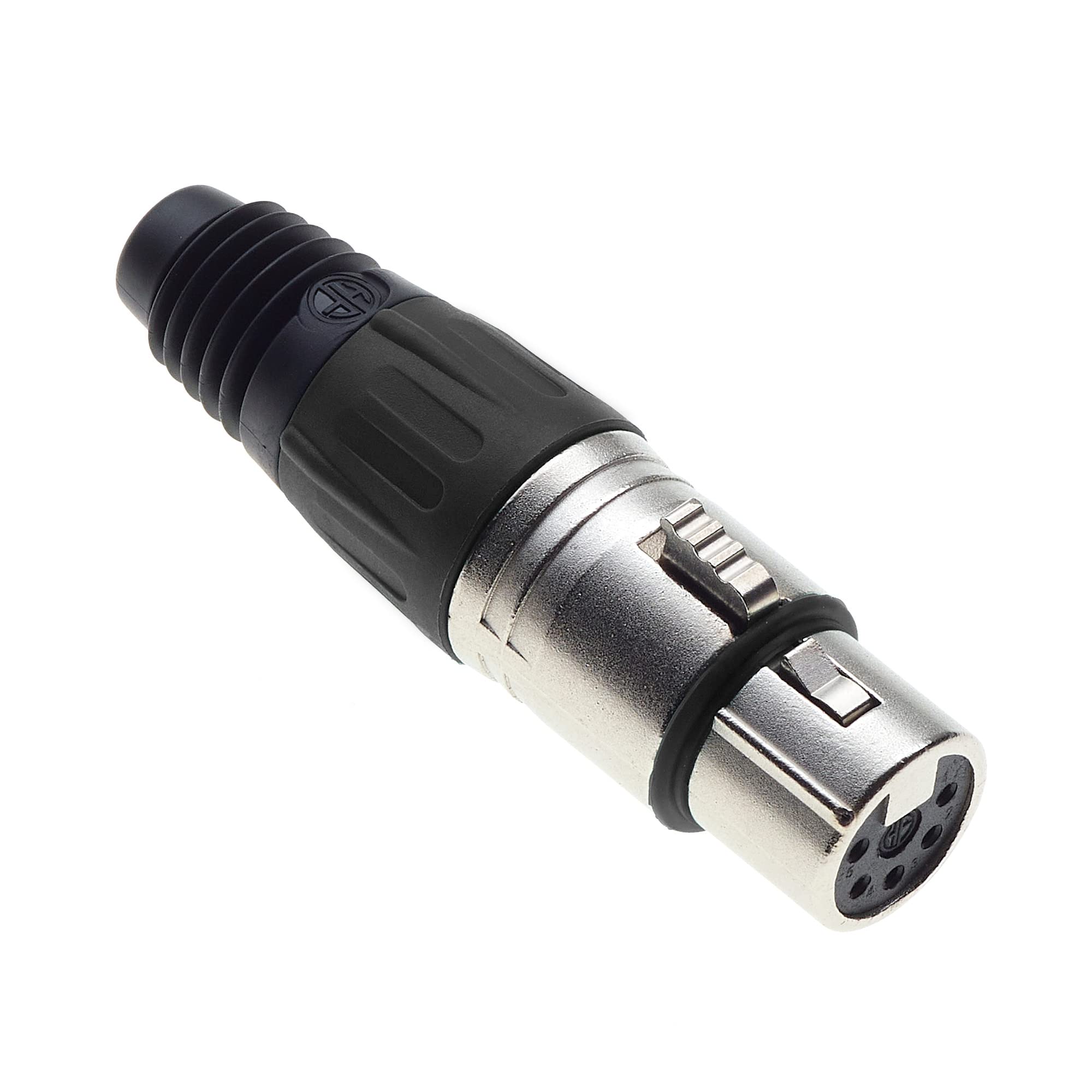 Keple 5 Pole XLR Socket, Black - Female Audio Mic Microphone DMX Plug Jack Socket, Nicked-Plated Adapter, Metal Construction Connector With Plastic Housing — image 1