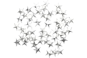FONDOTIN 50Pcs Christmas Small Star Ornaments for Tree Decoration Hanging Stars for Home Office Decor Xmas Cake Topper and Holiday Ornament