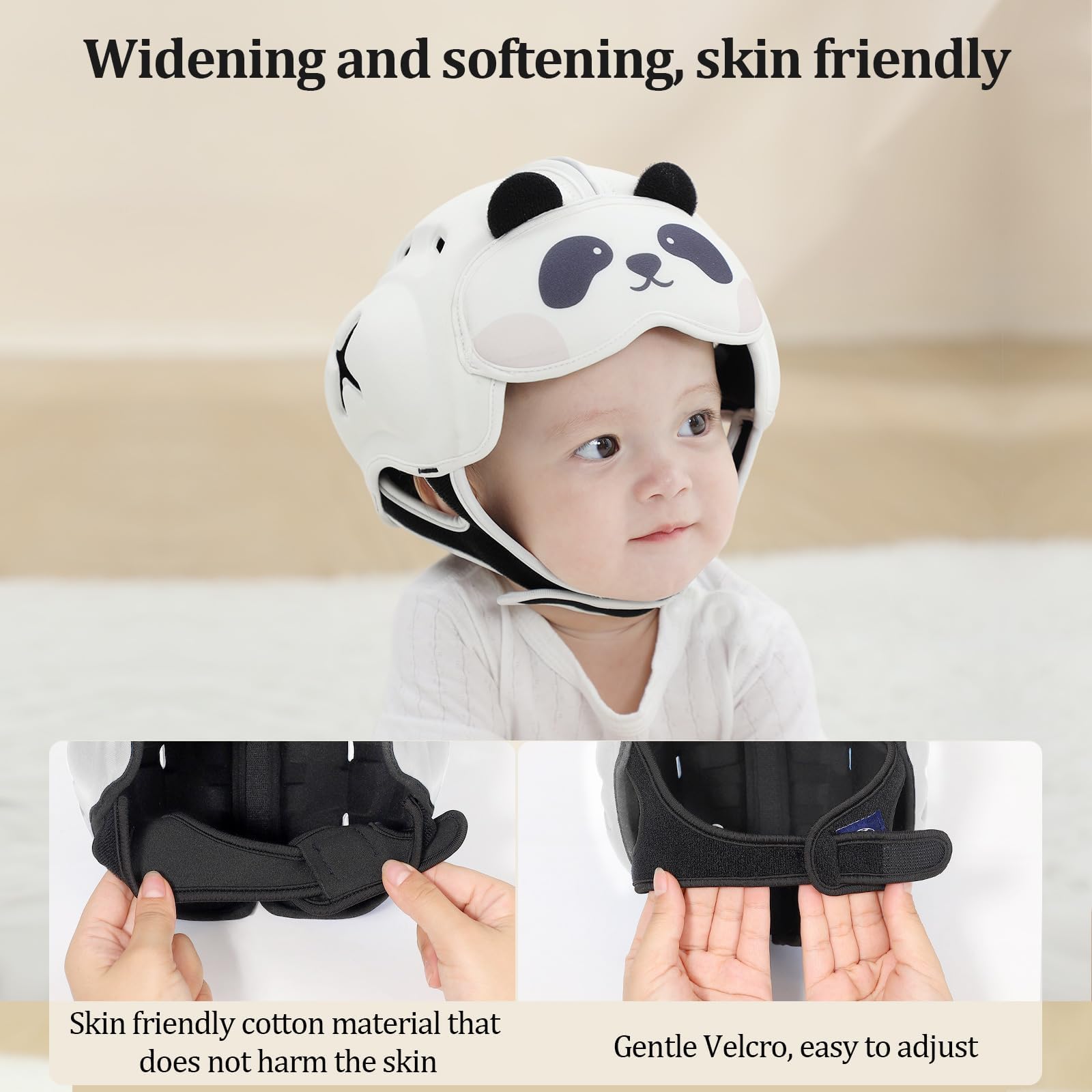 MAMBOBABY Guard Baby Head Protector Helmet for Crawling and Walking - No Bumps, Soft Safety Peak, Ultra Light, Adjustable - Suitable for Babies 6-24 Months - Panda