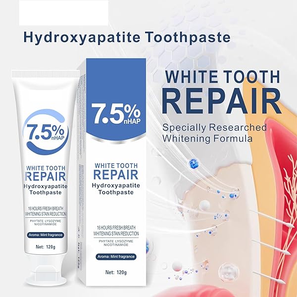 2 PACK HYDROXYAPATITE TOOTHPASTE FOR ENAMEL PROTECTION,TOOTH REPAIRING AND STRENGTHENING,GENTLE MINT,FRESH BREATH,DAILY PROTECTION FOR ORAL HEALTH