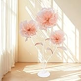 LJIE-House Giant Flowers for Decoration 5.58FT Big Flowers with Stand Base Large Artificial Silk Floral for Wedding Birthday Party Window Display Outdoor Decor (Orange)