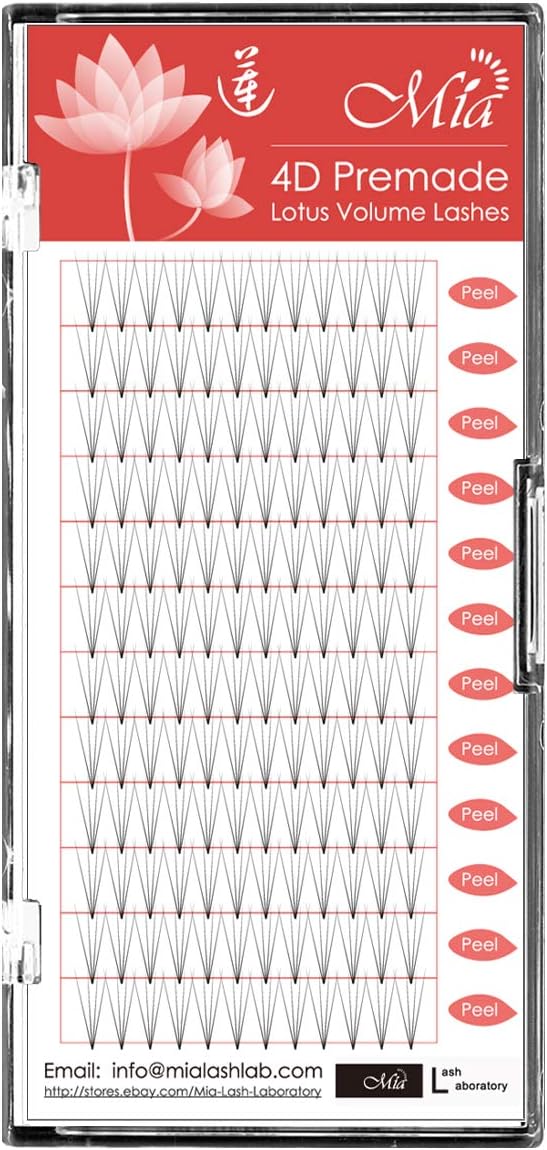 [0.07 C] Lotus 4D Fan Lashes Premade Volume Fan Pre-fan Semi Permanent Eyelash Extensions (4D 0.07 C Mixed(8-14mm))