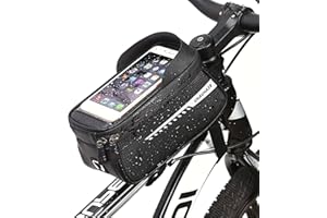 Bike Phone Frame Bag, Waterproof Bike Accessories with Sensitive Touch Screen for 7 inches Cell Phones (Black)