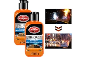 YOMAGINE 2Pcs Car Glass Oil Film Cleaner, Glass Film Removal Cream, Car Windshield Oil Film Cleaner, Glass Oil Film Remover for Auto and Home, Quickly and Easily Restore Glass Clarity, with Sponge and Towel