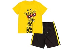 Funstuff Construction Dinosaur Video Game Space Astronaut Monster Truck T-Shirt & Mesh Shorts Outfit Toddler to Little Kid