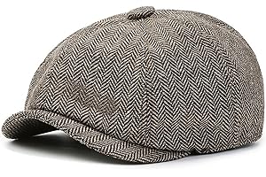 GLONCHX Mens Newsboy Herringbone Flat Cap, Beret Driving Paperboy Hats,Gatsby Ivy Irish Cap