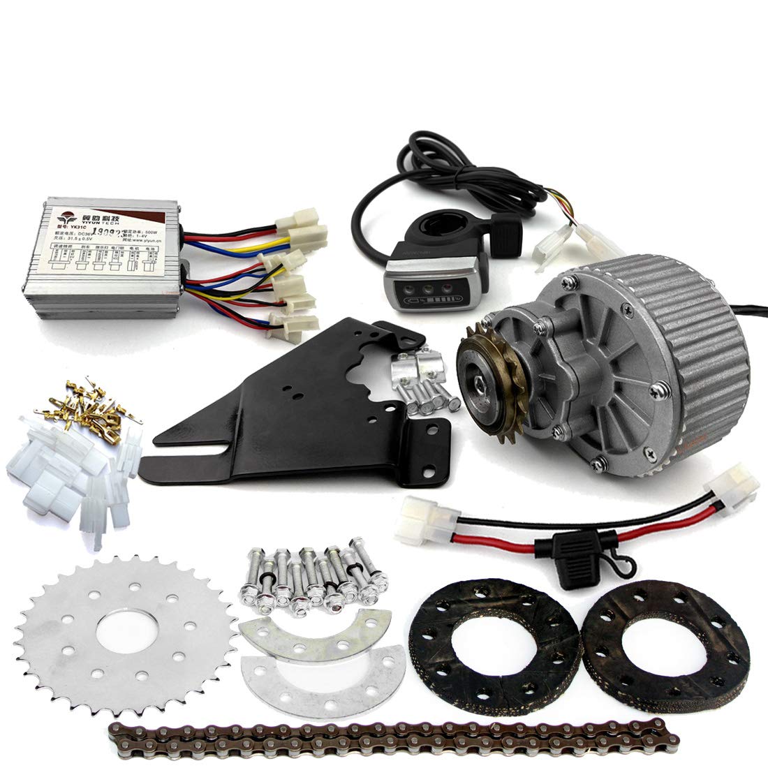 L-faster 450W Newest Electric Bike Left Drive Conversion Kit Can Fit Most Of Common Bicycle Use Spoke Sprocket Chain Drive For City Bike (36V Thumb Kit)