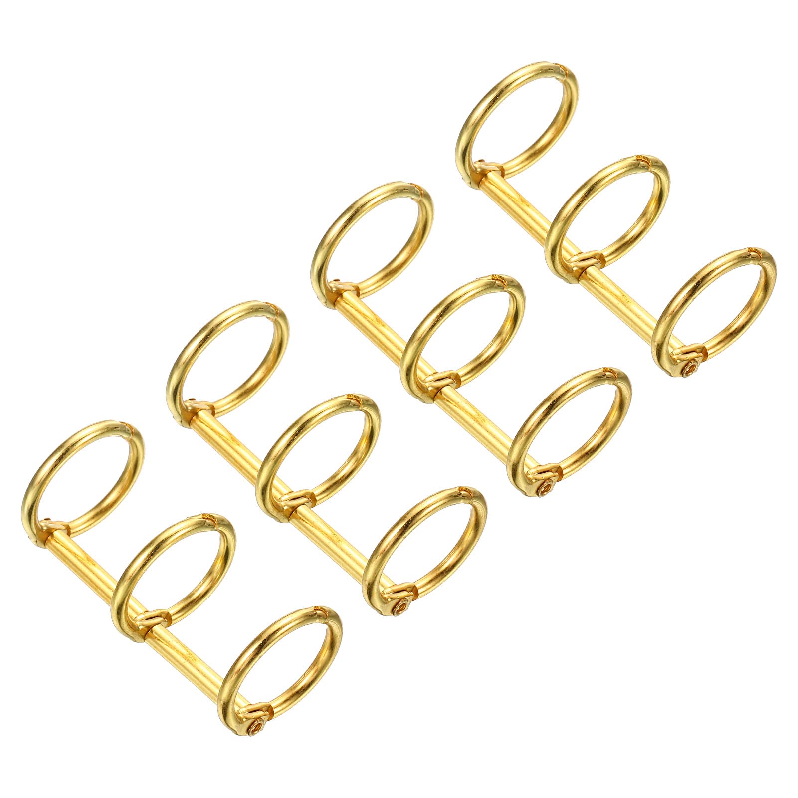 PATIKIL 0.63" Dia 3-Rings Book Rings, 4 Pack Metal Binder Rings Loose Leaf Ring Detachable for Office Desk Calendar Photo Album, Gold Tone