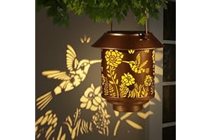 DOOGARDEN Solar Lantern Lights Outdoor Hanging, Solar Lights Outdoor Waterproof,Garden Decor Gifts for Women Mom,Metal Decoration Lanterns for Garden Patio(Hummingbird)