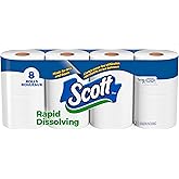 Scott Rapid-Dissolving Toilet Paper, 8 Double Rolls, Sustainable, Septic-Safe, RV Toilet Paper