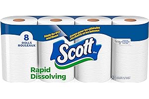 Scott Rapid-Dissolving Toilet Paper, 8 Double Rolls, Sustainable, Septic-Safe, RV Toilet Paper