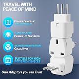 TENINYU 3-Pack UK to Italy Travel Plug Adapter Grounded Type L 3 Pin White view 2