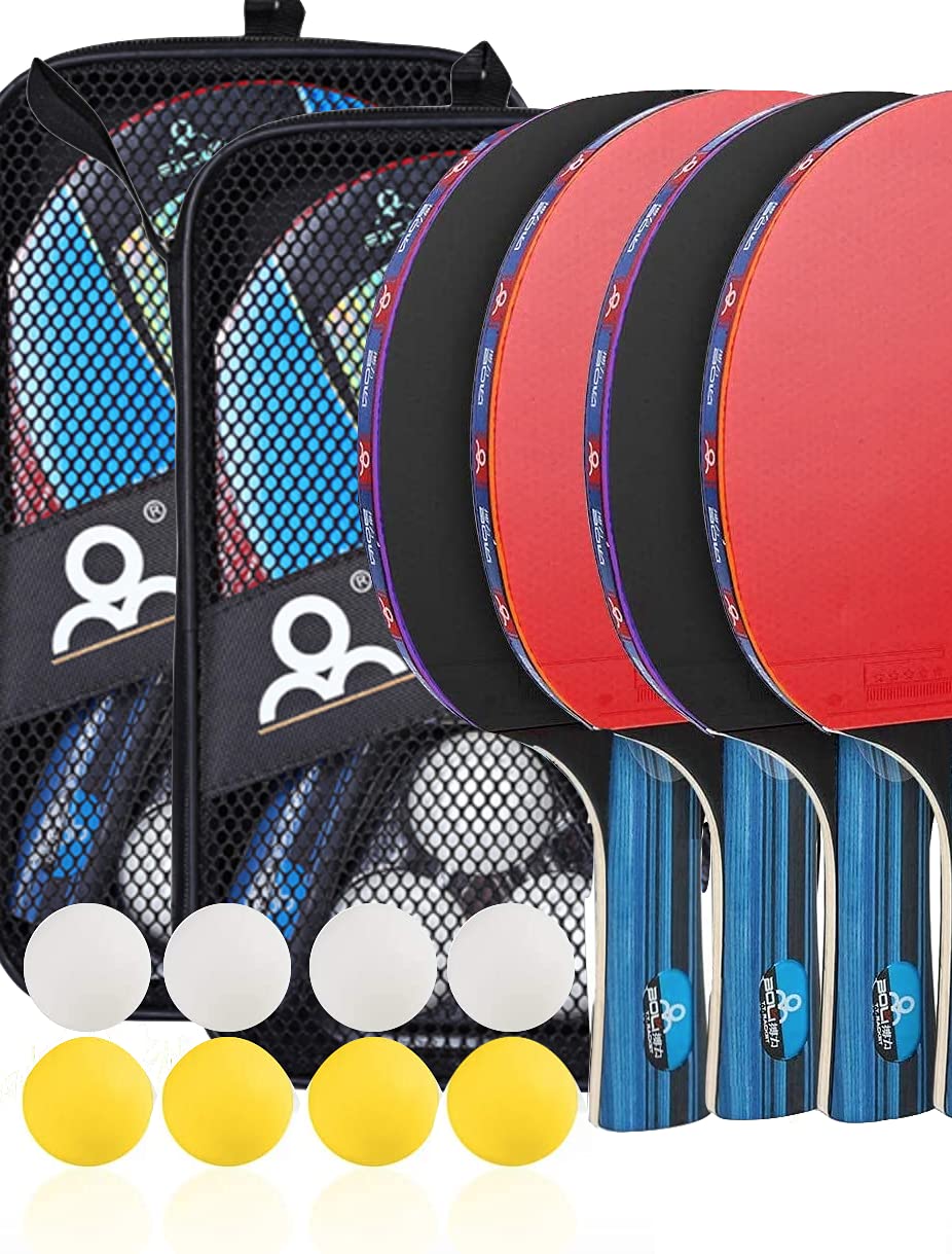 Stiga Table Tennis Set - Portable Bats and Balls | 4x Ping Pong Paddle for Children and Adults | 8 x 3 Star Balls