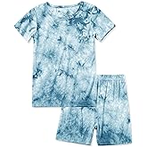 Jimonda Baby/Toddler Soft Sleepwear Short sleeve Kids Cool Pajama Outdoor 2-Piece Shirt&Shorts Casual sets Tie Dye PJ