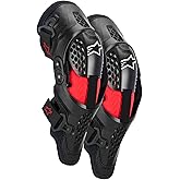 Alpinestars SX-1 Plasma Knee Protector, Lightweight Off-Road Impact Protection with Articulated Design, Superior Airflow &amp; CE-Certified MX Performance, S/M, Black/Red/Cool Gray