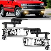 Nilight Fog Light Assembly Compatible with 2000-2006 Chevy Suburban Tahoe | 1999 2000 2001 2002 Silverado 1500 2500 2001-2002 Silverado 3500 Driver and Passenger Side Clear Lens w/H10 12V 42W Bulbs