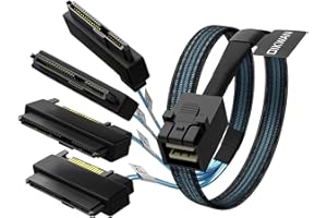 OIKWAN SFF-8643 Internal Mini SAS HD to (4) 29pin SFF-8482 connectors with SAS 15pin Power Port 12GB/S Cable 3.3ft(1m)