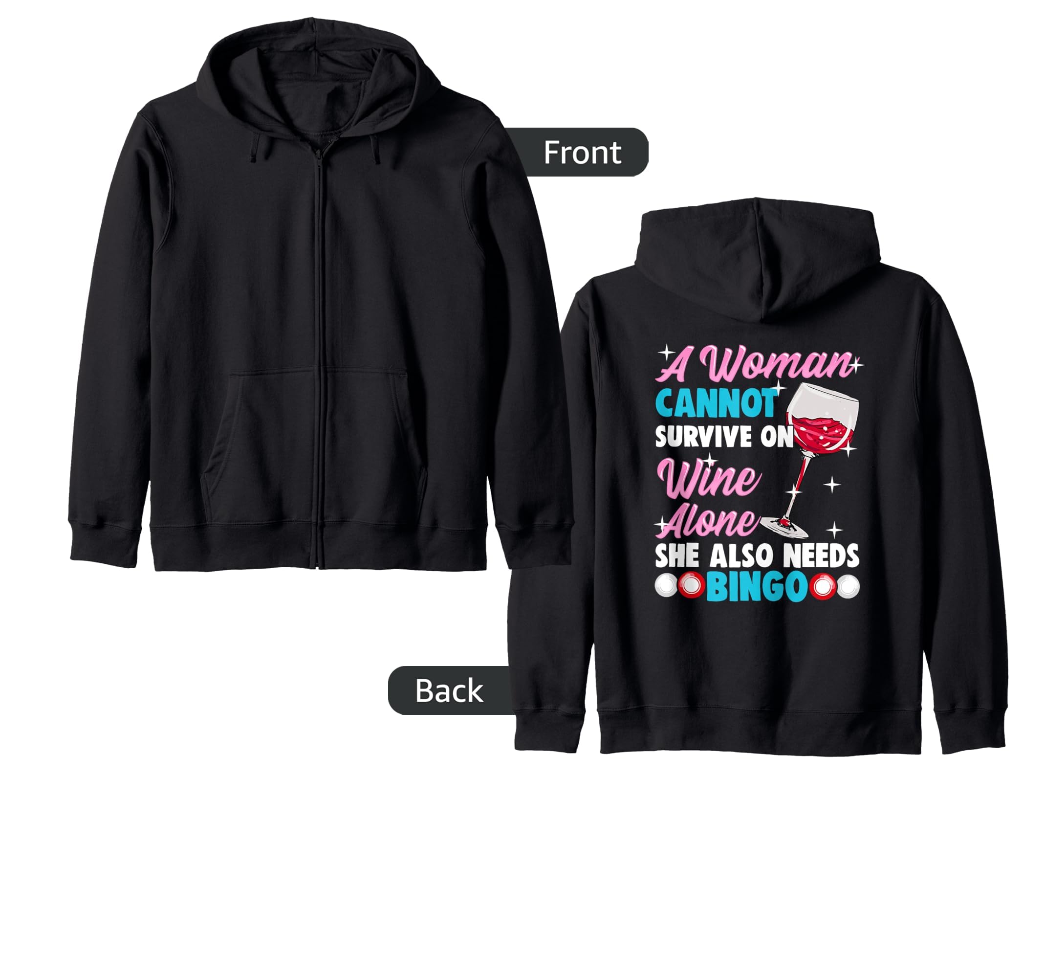 Photo 1 of Funny Bingo And Wine Women Gift Zip Hoodie