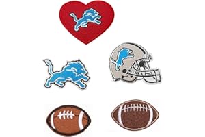 AYVISION 5Pcs Football Embroidered Lions Iron On Patches for Clothing Bumble Iron Sew On Football Charms Embroidered Applique Decoration Sewing Patch for Bags, Jackets, Jeans, Clothes DIY Patches