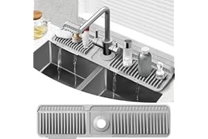 Accock 24 inch Kitchen Sink Splash Guard, Silicone Draining Mat for Sink, Longer Silicone Faucet Drainer Pad, Sink Protectors