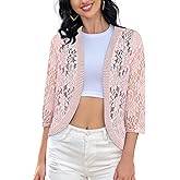 FindThy Women's Floral Lace Shrug Cardigan 3/4 Sleeve Crochet Bolero Jacket