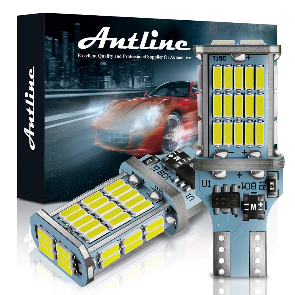 Photo 1 of Antline Extremely Bright 921 912 906 T15 W16W LED Bulb White, CANBUS 48-SMD 4014 Chipsets 1300 Lumens LED Replacement for Car Backup Reverse Center High Mount Stop Light Bulbs(Pack of 2)