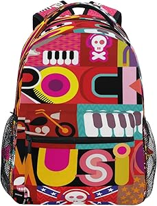 Laptop Backpack Boys Grils - Rock Music Piano Guitar School Bookbags Computer Daypack for Travel Hiking Camping