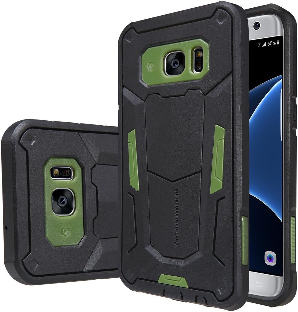 Galaxy S7 Edge Case,[Fight Like A Defender] Maximum Drop Protection Scratch Dust Proof Armor Hybrid Rugged Shockproof Hard Protective Shell - Green[Defender II][Nillkin]