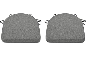 Shinnwa Chair Cushion with Ties for Dining Chairs [17 x 16.5 Inches] Non Slip Kitchen Dining Chair Pad and Seat Cushion with Machine Washable Cover Set of 2 - Dark Gray