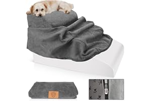 Kphico Waterproof Replacement Stairs Cover 3 Tiers Foam Dog Stairs/Ramps,Suitable for Stairs Size 15.7" Length x 15.7" Width x23.6 Heigth,Color Gray